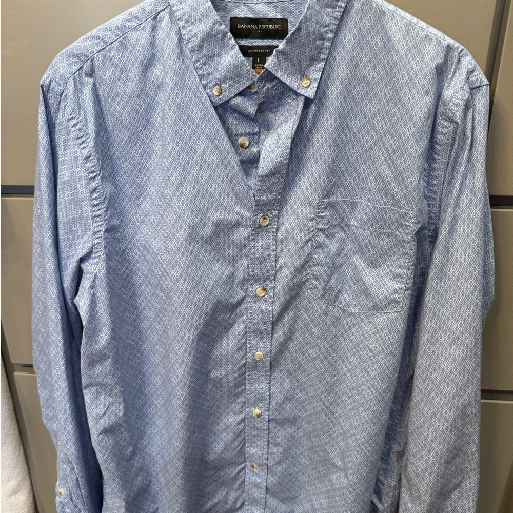 Banana Republic Light Blue Patterned Men's Shirt